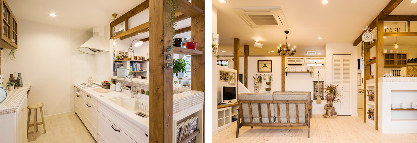 キッチン、リビングの写真